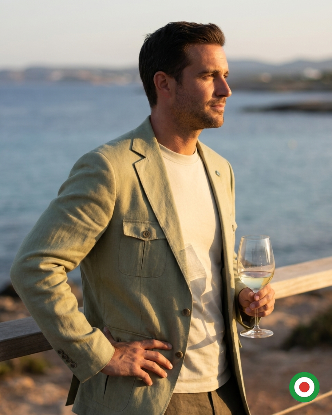 Azzurro blazer in a Mediterranean setting